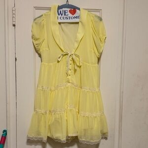 Yellow Ruffled Short Sleeve Romper